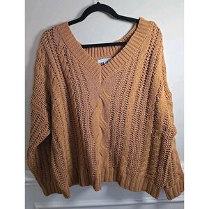 Favlux Fashion Orange Crop Chunky Knit Puff‎ Sleeve Pullover Sweater S